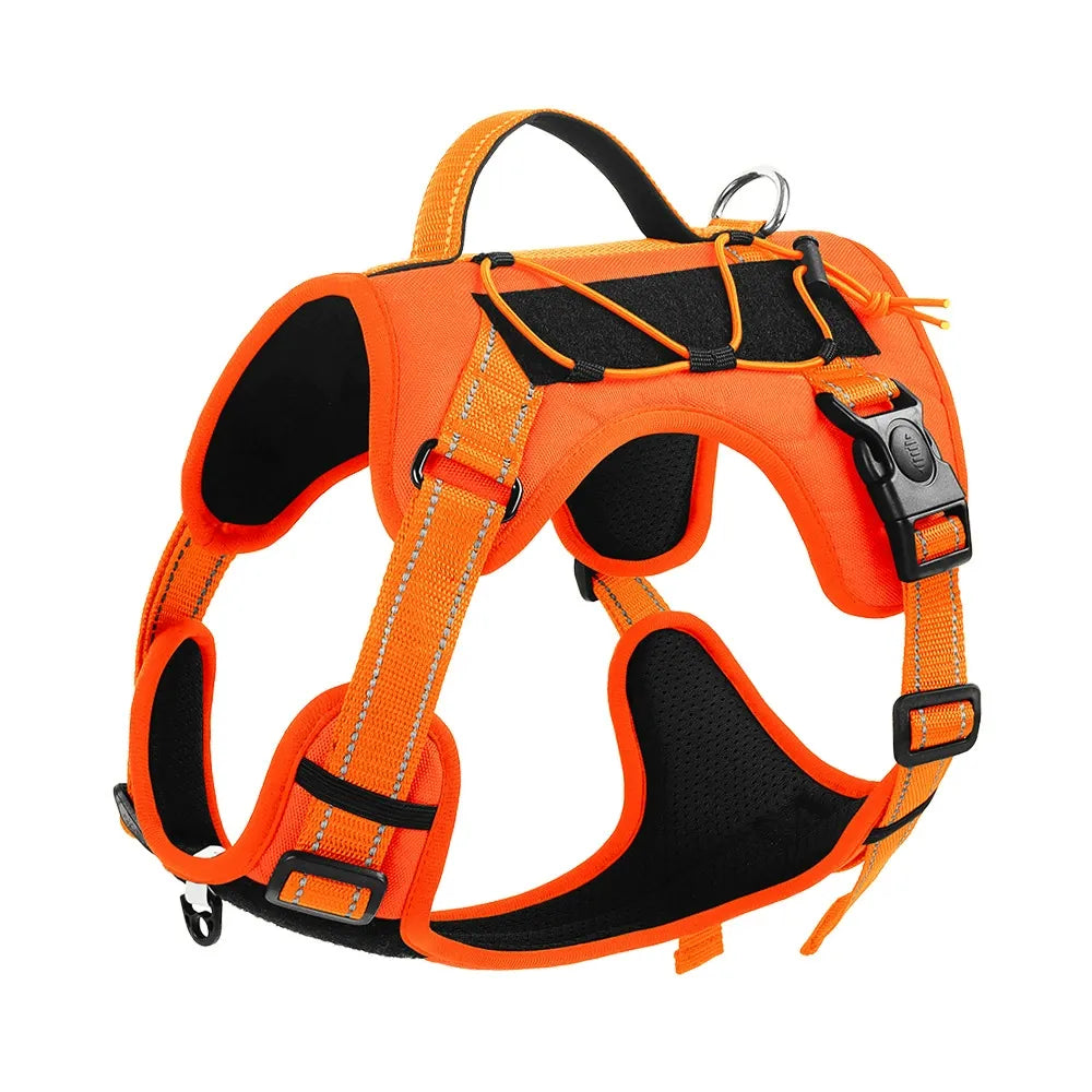 Reflective large dog harness and leash set – close-up
